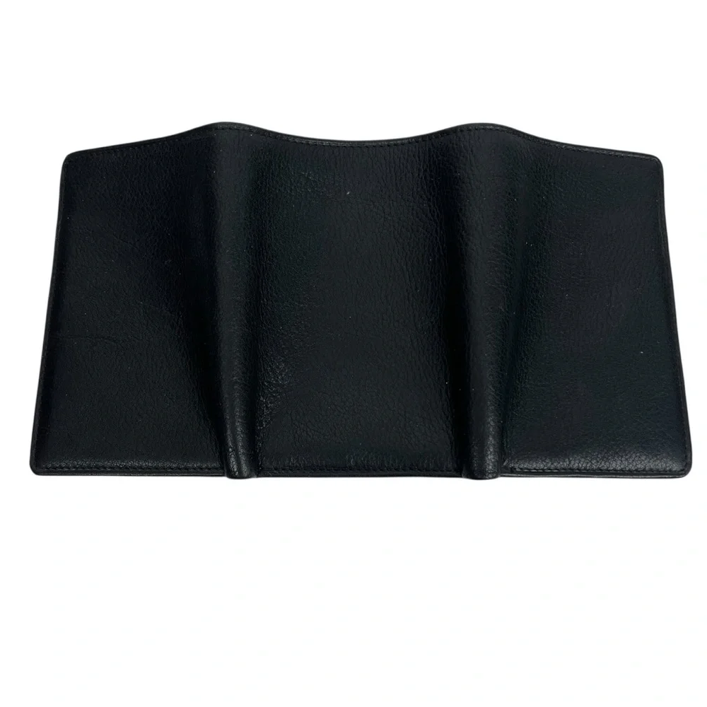 Black Wallet Tri-Fold Leather 11 Card slots 2 Bill Sections Unbranded